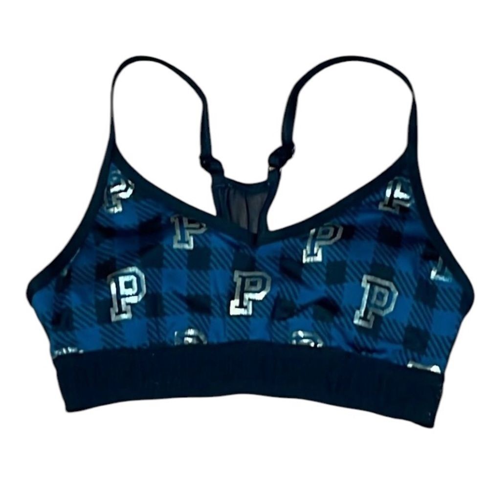 Green Plaid Pink Ultimate Victoria’s Secret Sports Bra, gold, Holiday, XS